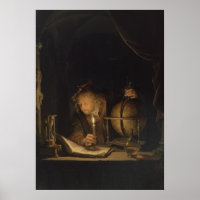 Astronomer by Candlelight Poster