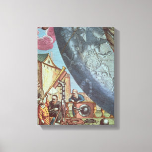 Astronomers looking through a telescope canvas print
