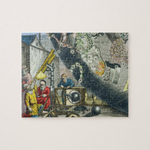 Astronomers looking through a telescope, detail fr jigsaw puzzle