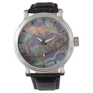 Astronomical Celestial Globe Leather Strap Watch