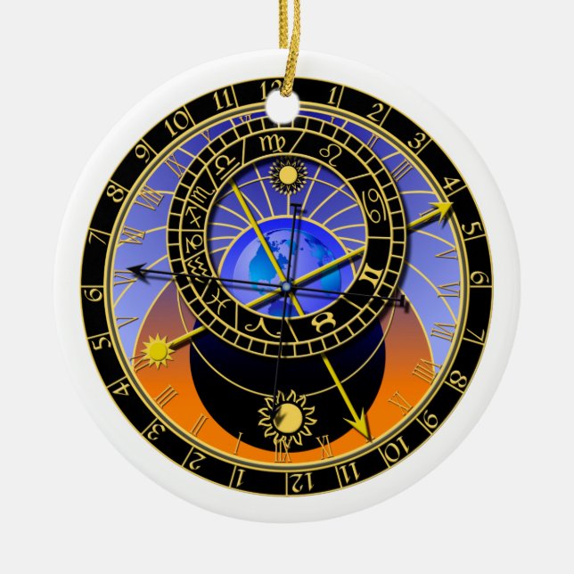 astronomical clock ceramic tree decoration (Front)