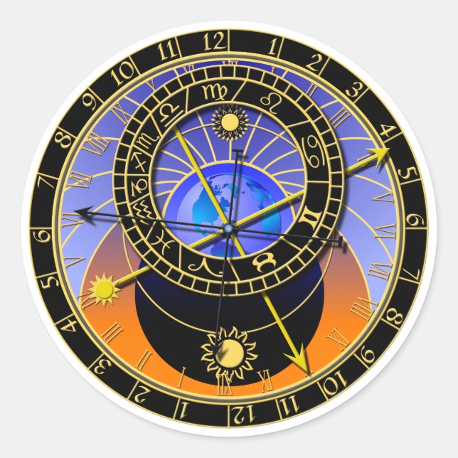 Astronomical Clock Classic Round Sticker (Front)