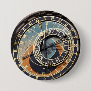 Astronomical Clock In Prague 7.5 Cm Round Badge