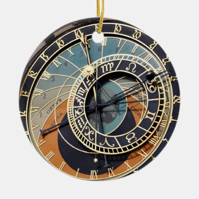 Astronomical Clock In Praque Ceramic Tree Decoration (Front)
