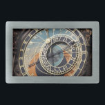 Astronomical Clock In Praque Rectangular Belt Buckle<br><div class="desc">photography in black blue and orange. detailed colour photography of a  historical,  mediaeval landmark,  an old astronomical clock in prague  in europe with blue,  orange,  and brown,  astrology signs  and roman numerals. photography in blacks blues and oranges.</div>