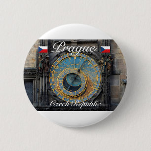 Astronomical clock Prague Orlog Czech Republic 6 Cm Round Badge