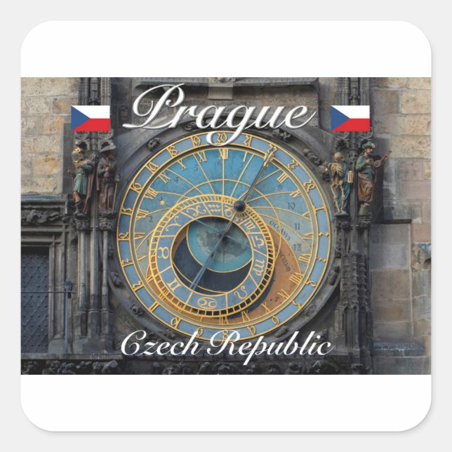 Astronomical clock Prague Orlog Czech Republic Square Sticker (Front)