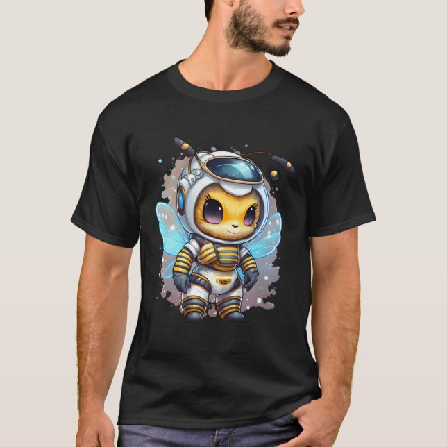 Astronomy Bee Astronaut Space Scientist Exploring  T-Shirt (Front)