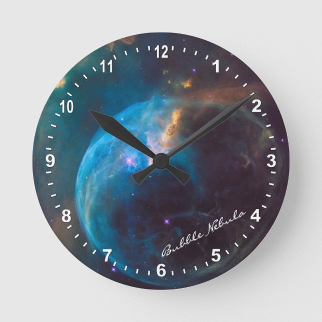 Astronomy & Bubble Nebula Clock, Hubble / Galaxy Round Clock (Front)