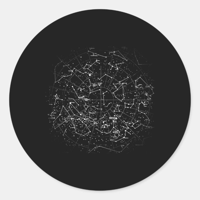 Astronomy Constellations Map Stars Galaxy Celestia Classic Round Sticker (Front)