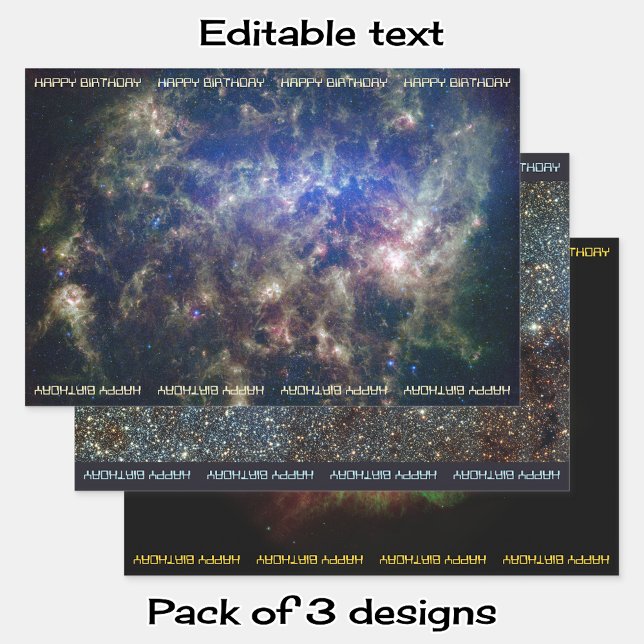 Astronomy custom text birthday wrapping paper sheet (Creator Uploaded)