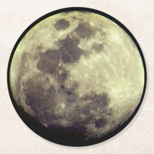 Astronomy Detailed Moon Round Paper Coaster