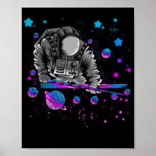 Astronomy Galaxy Billiard Player Astronaut Pool Poster