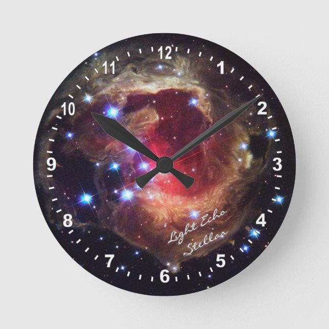 Astronomy, Light Echo Stellar Clock, Hubble Galaxy Round Clock (Front)