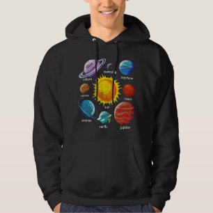 Astronomy Lover Kids Astronomy Gift Planets and Su Hoodie