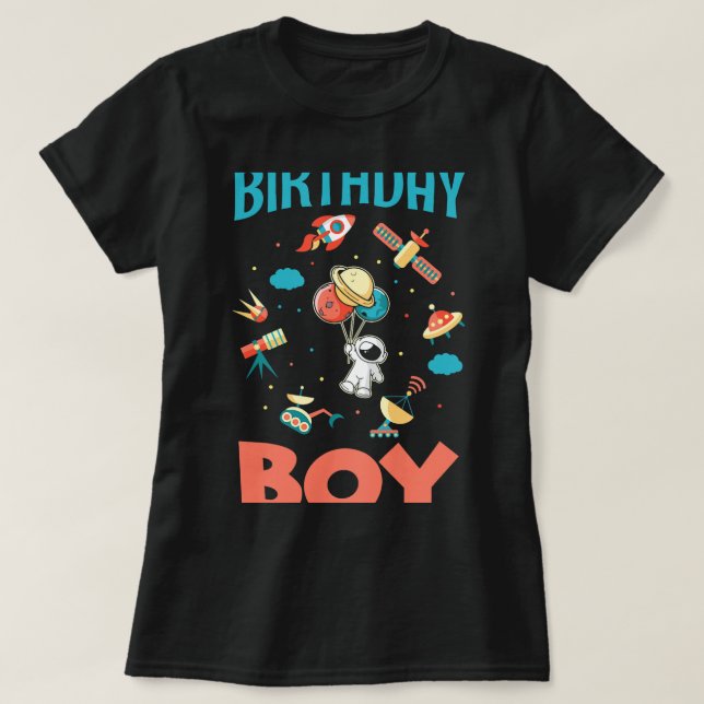 Astronomy Lover Kids Birthday Boy Solar System Dwa T-Shirt (Design Front)