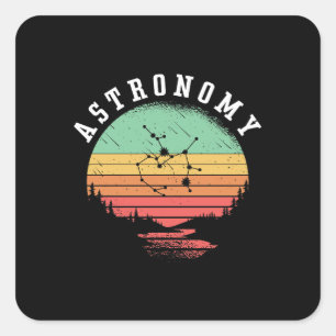 Astronomy Lovers Retro Space Stars Universe Planet Square Sticker