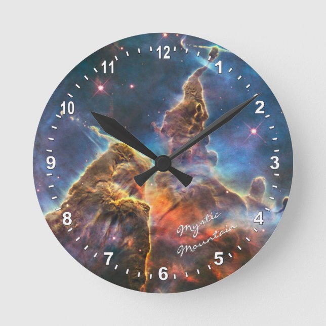 Astronomy & Mystic Mountain Clock, Hubble / Galaxy Round Clock (Front)