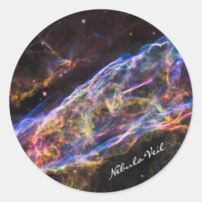 Astronomy & Nebula Veil, Hubble / Galaxy Classic Round Sticker (Front)