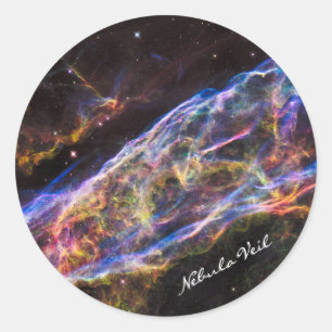 Astronomy & Nebula Veil, Hubble / Galaxy Classic Round Sticker