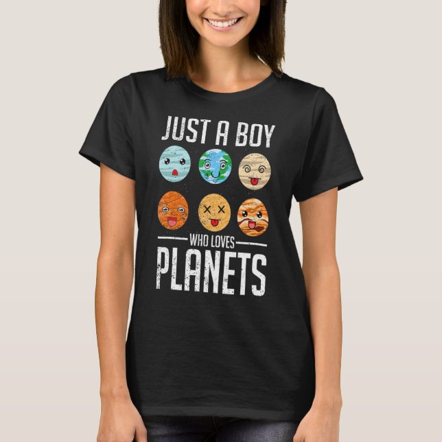 Astronomy  Outer Space Scientist Boys Cute Planets T-Shirt (Front)