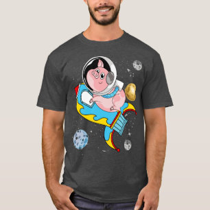 Astronomy Planets Galaxy Astronaut Farm Animal Pig T-Shirt