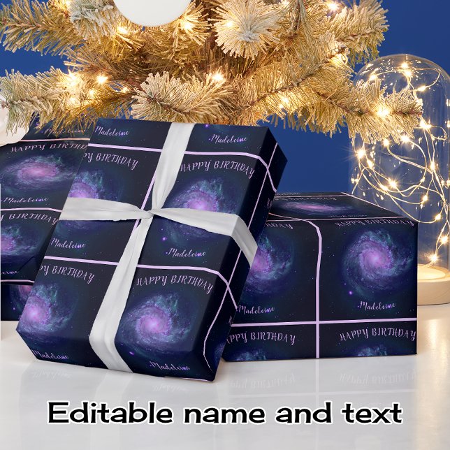 Astronomy Southern Pinwheel custom name and text Wrapping Paper (Creator Uploaded)