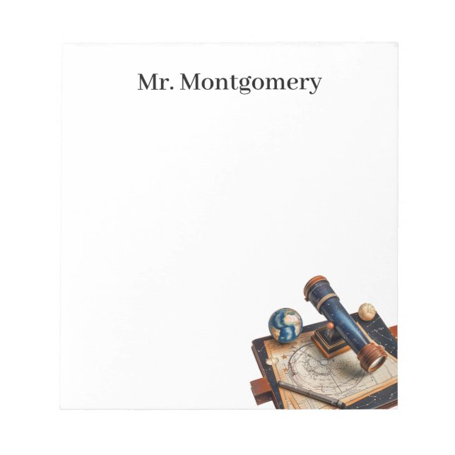 Astronomy Teacher Telesope Notepad (Front)