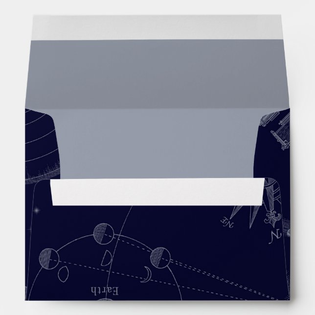 Astronomy Vintage Illustrations | Midnight & Grey Envelope (Back (Bottom))