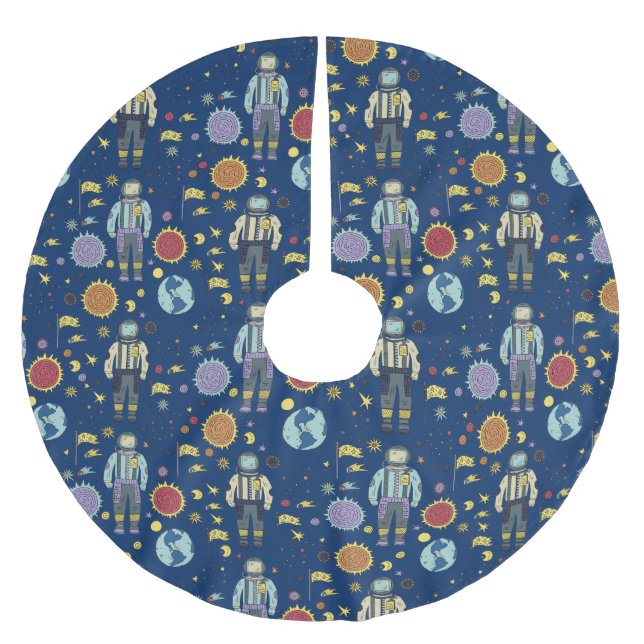 Astrounaut Space Man Colourful Brushed Polyester Tree Skirt (Front)
