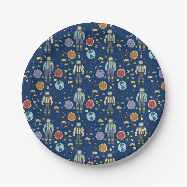 Astrounaut Space Man Colourful Paper Plate (Front)