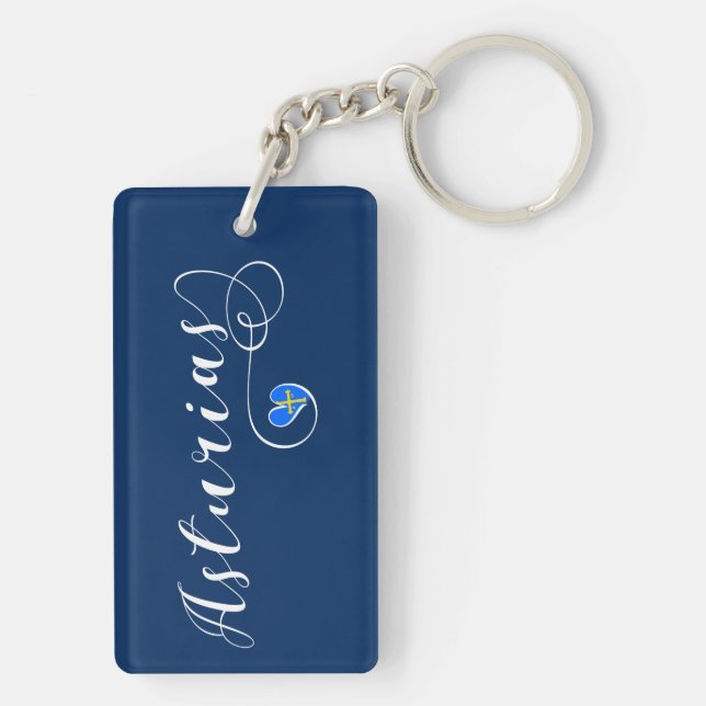 Asturias Flag Heart, Asturies, Spain Key Ring (Back)