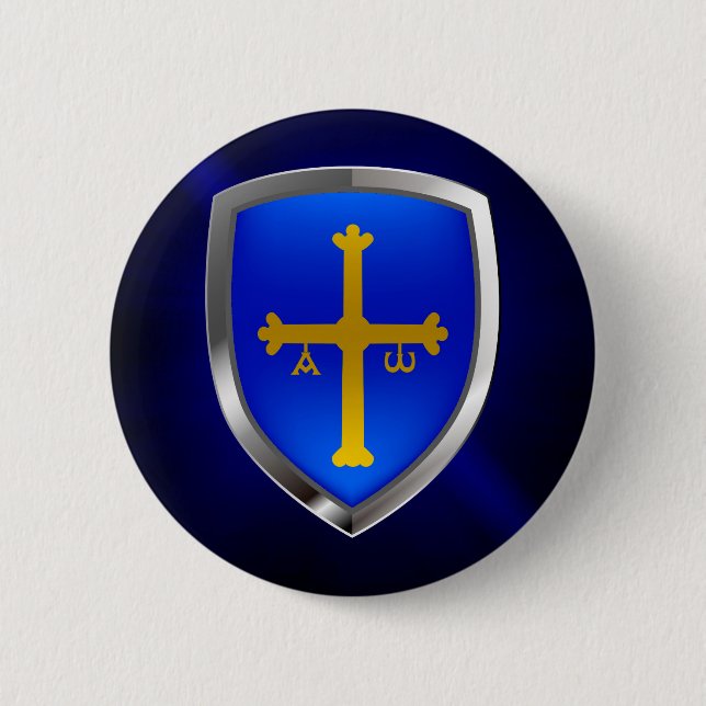 Asturias Metallic Emblem 6 Cm Round Badge (Front)