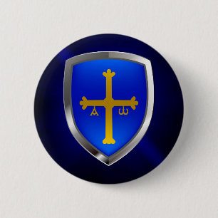 Asturias Metallic Emblem 6 Cm Round Badge