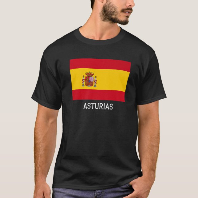 Asturias Spain Flag Emblem Escudo Bandera Crest T-Shirt (Front)