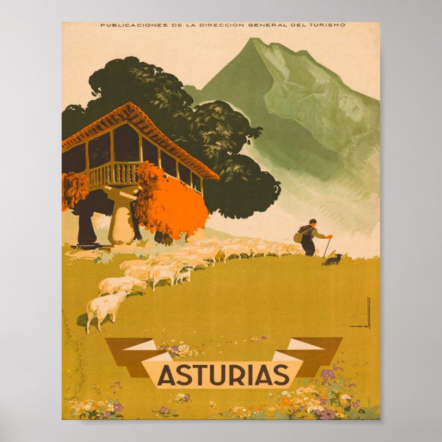 Asturias Spain Vintage Travel Poster (Front)