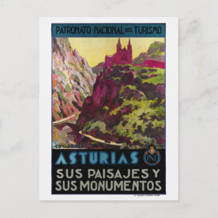 Asturias Spain Vintage Travel Poster Postcard