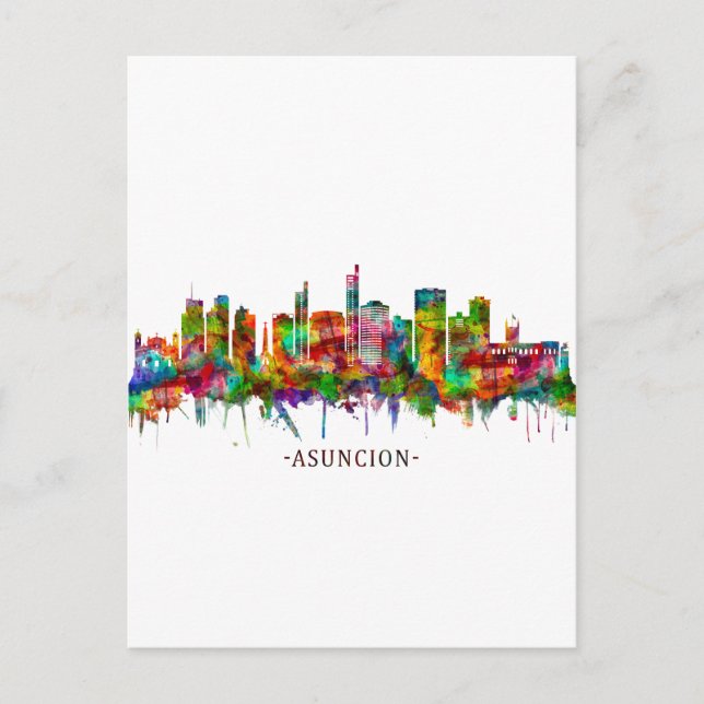 Asuncion Paraguay Skyline Invitation Postcard (Front)