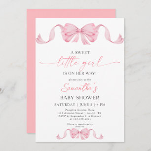 ASweet Little Girl Coquette Bow Border Baby Shower Invitation