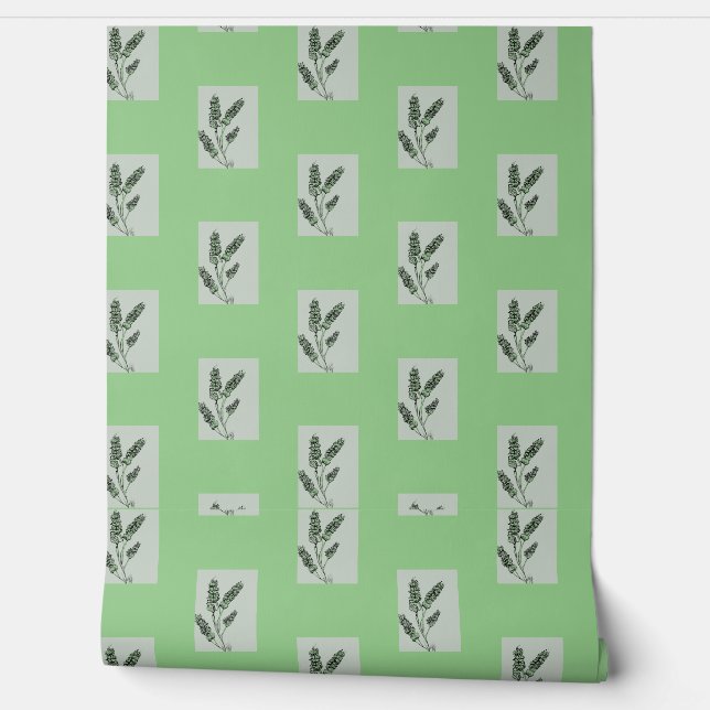 Asymmetric Absinthium in Pale Green Wallpaper (Unrolling)