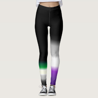 Asymmetric aro ace asexual aromantic pride flags leggings