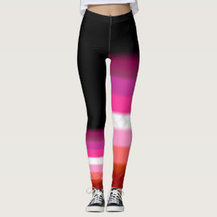 Asymmetric lesbian (lipstick) pride flag leggings