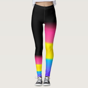 Asymmetric pan pansexual pride flag leggings