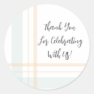 Asymmetric Plaid Pastel Green and Yellow Lines Classic Round Sticker