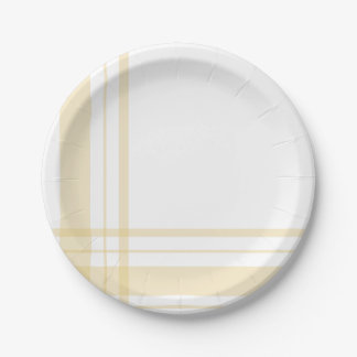 Asymmetric Plaid Pastel Yellow Flannel Lines Paper Plate