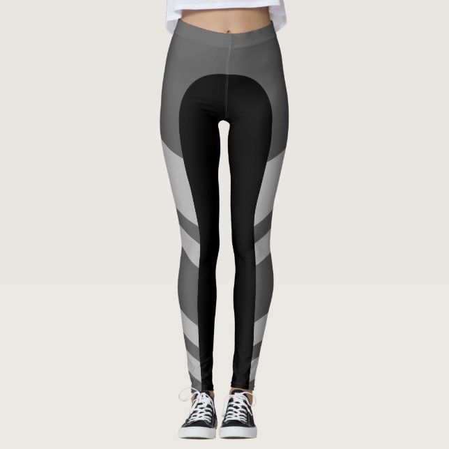 Asymmetric Side Band Monochrome Leggings (Front)