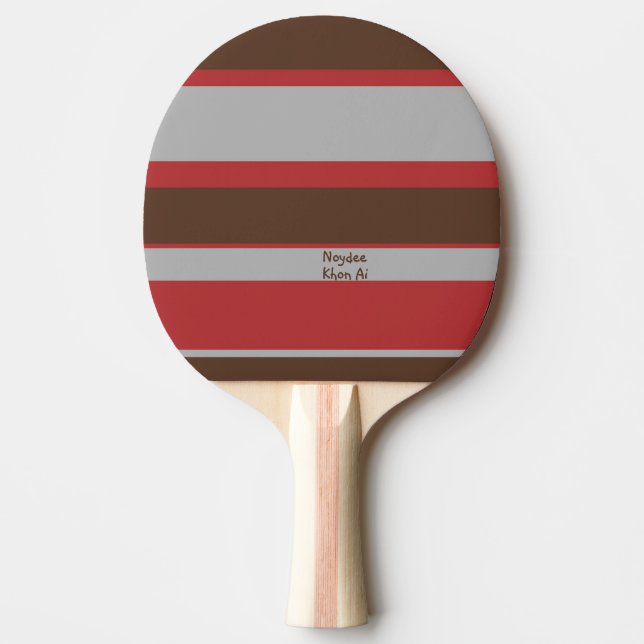 Asymmetric Stripes Horizontal Lines Gray Red Brown Ping Pong Paddle (Front)