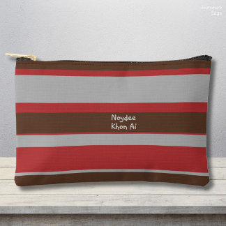 Asymmetric Stripes Horizontal Lines Grey Red Brown Accessory Pouch