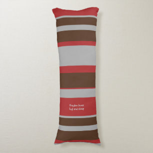 Asymmetric Stripes Horizontal Lines Grey Red Brown Body Cushion