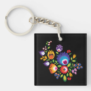 Asymmetrical polish Folk Wycinanki Key Ring